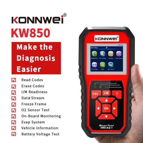 Miernik diagnostyczny KW850, skaner OBD2 Konnwei