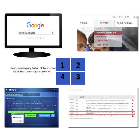 Miernik diagnostyczny KW850, skaner OBD2 Konnwei