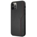 AMG AMHCP12MDEBK iPhone 12/12 Pro 6,1" czarny/black hardcase Leather&Carbon Red Stitching