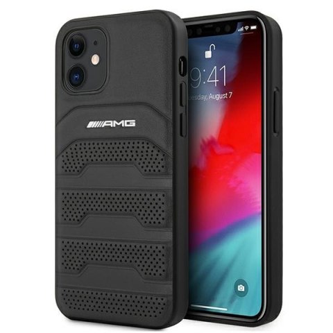 AMG AMHCP12SGSEBK iPhone 12 mini 5,4" czarny/black hardcase Leather Debossed Lines