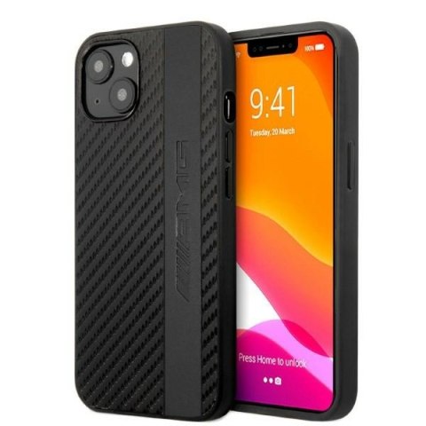 AMG AMHCP13MBLSCA iPhone 13 6,1" czarny/black hardcase Carbon Stripe&Embossed