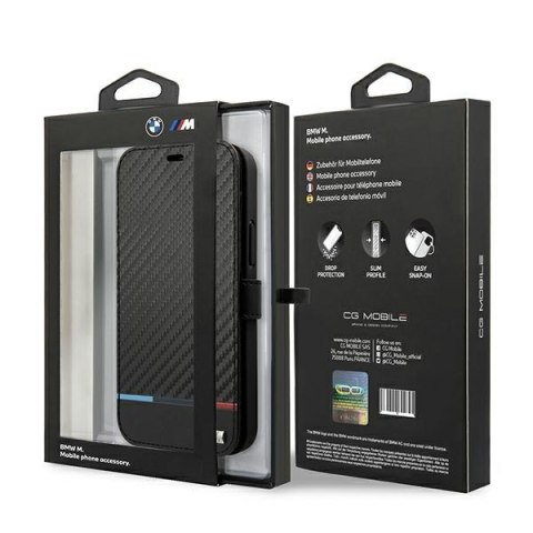 Etui BMW BMBKP13LPUCARTCBK iPhone 13 Pro / 13 6,1" czarny/black bookcase M Collection PU Carbon Stripe