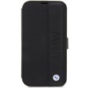 Etui BMW BMBKP14X22RDPK iPhone 14 Pro Max 6,7" czarny/black bookcase Leather Textured&Stripe