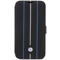 Etui BMW BMBKP14L22RVSK iPhone 14 Pro 6,1" czarny/black bookcase Leather Stamp Blue Lines