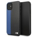 Etui BMW BMHCN61MCARBL iPhone 11 6,1" / Xr czarny/black hardcase M Collection PU Carbon Blue Stripe