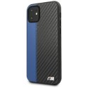 Etui BMW BMHCN61MCARBL iPhone 11 6,1" / Xr czarny/black hardcase M Collection PU Carbon Blue Stripe