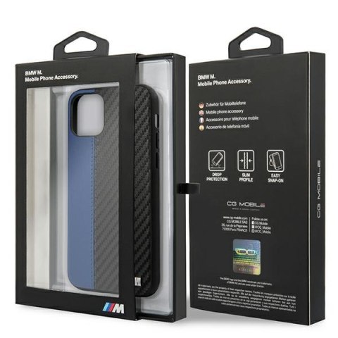 Etui BMW BMHCN61MCARBL iPhone 11 6,1" / Xr czarny/black hardcase M Collection PU Carbon Blue Stripe