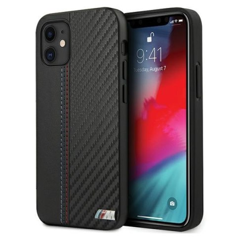 Etui BMW BMHCP12SMCARBK iPhone 12 mini 5,4" czarny/black hardcase M Collection PU Carbon Stripe