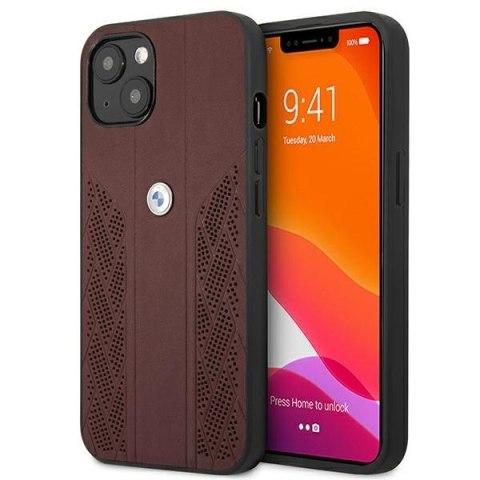 Etui BMW BMHCP13MRSPPR iPhone 13 6,1" czerwony/red hardcase Leather Curve Perforate