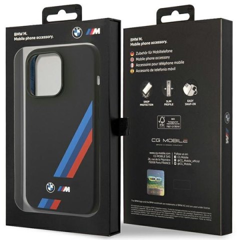 Etui BMW BMHCP14L22SOTK iPhone 14 Pro 6,1" czarny/black Silicone Slanted Sttripes