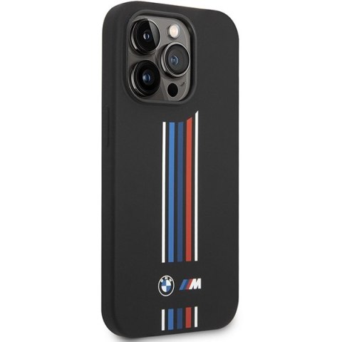 Etui BMW BMHCP14L22SWTK iPhone 14 Pro 6,1" czarny/black Silicone Vertical Tricolor Lines