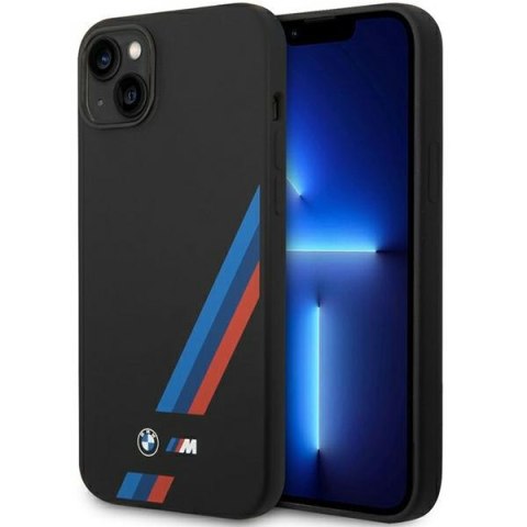 Etui BMW BMHCP14M22SOTK iPhone 14 Plus 6,7" czarny/black Silicone Slanted Sttripes