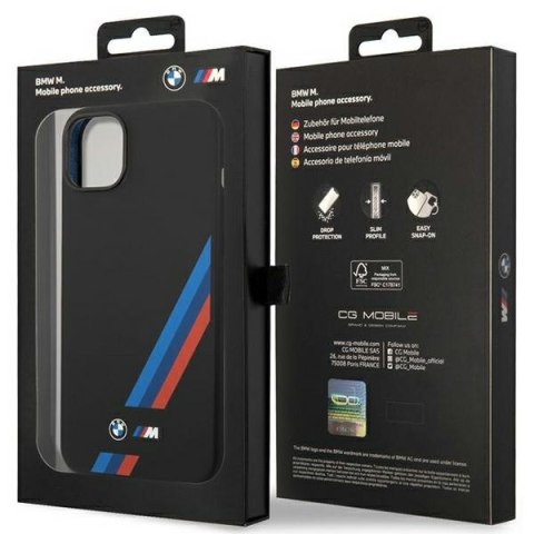Etui BMW BMHCP14S22SOTK iPhone 14 6,1" czarny/black Silicone Slanted Sttripes
