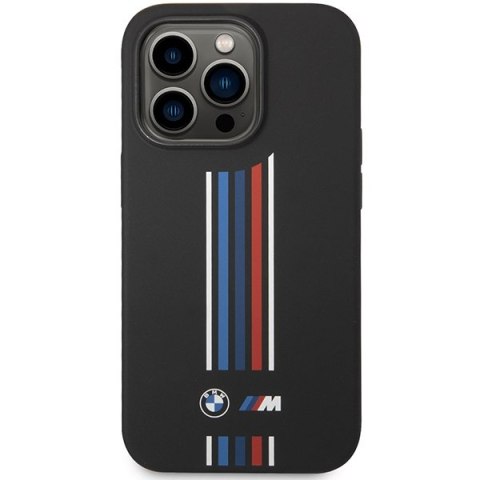 Etui BMW BMHCP14X22SWTK iPhone 14 Pro Max 6,7" czarny/black Silicone Vertical Tricolor Lines