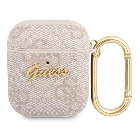Guess GUA24GSMP AirPods 1/2 cover różowy/pink 4G Script Metal Collection