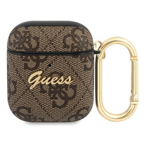 Guess GUA24GSMW AirPods 1/2 cover brązowy/brown 4G Script Metal Collection