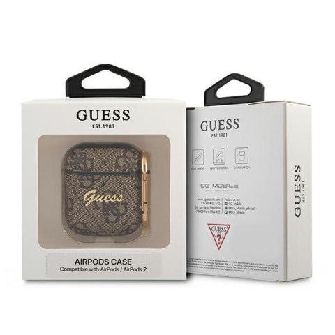Guess GUA24GSMW AirPods 1/2 cover brązowy/brown 4G Script Metal Collection