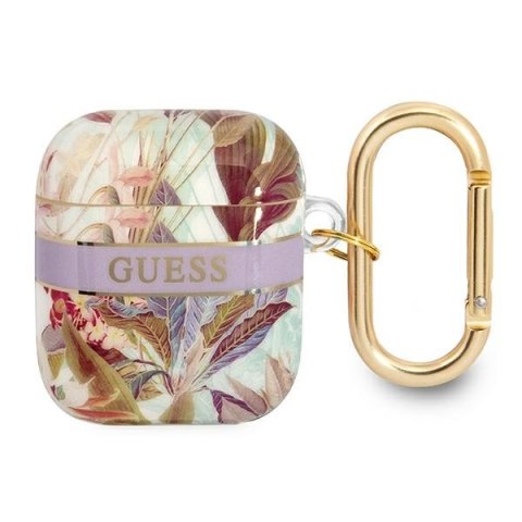 Guess GUA2HHFLU AirPods 1/2 cover fioletowy/purple Flower Strap Collection