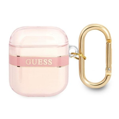 Guess GUA2HHTSP AirPods 1/2 cover różowy/pink Strap Collection