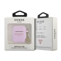 Guess GUA2LSC4EU AirPods 1/2 cover fioletowy/purple Silicone Charm 4G Collection