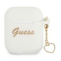 Guess GUA2LSCHSH AirPods 1/2 cover biały/white Silicone Charm Heart Collection