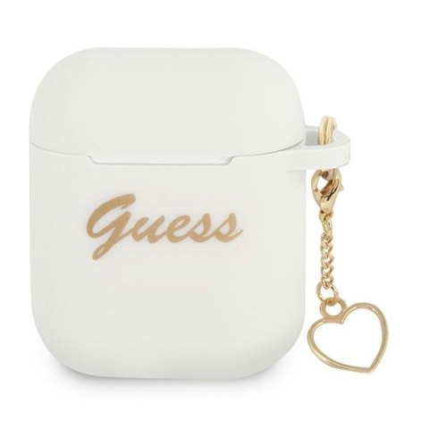 Guess GUA2LSCHSH AirPods 1/2 cover biały/white Silicone Charm Heart Collection