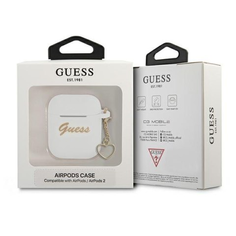 Guess GUA2LSCHSH AirPods 1/2 cover biały/white Silicone Charm Heart Collection
