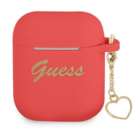 Guess GUA2LSCHSR AirPods 1/2 cover czerwony/red Silicone Charm Heart Collection