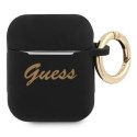 Guess GUA2SSSK AirPods 1/2 cover czarny/black Silicone Vintage Script