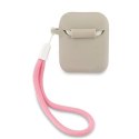 Guess GUACA2LSVSGP AirPods 1/2 cover szaro różowy/grey pink Silicone Vintage