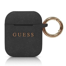 Guess GUACCSILGLBK AirPods 1/2 cover czarny/black Silicone Glitter