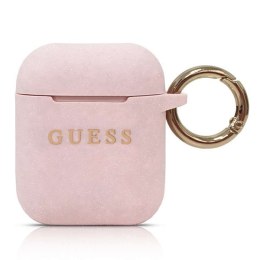 Guess GUACCSILGLLP AirPods 1/2 cover jasnoróżowy/pink Silicone Glitter