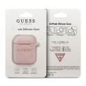 Guess GUACCSILGLLP AirPods 1/2 cover jasnoróżowy/pink Silicone Glitter