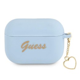 Guess GUAPLSCHSB AirPods Pro cover niebieski/blue Silicone Charm Heart Collection