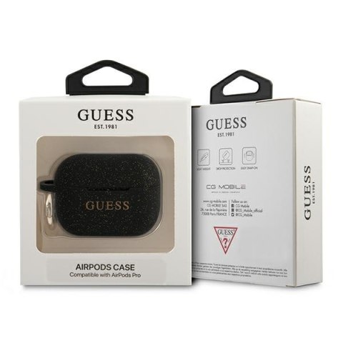 Guess GUAPSGGEK AirPods Pro coverczarny/black Silicone Glitter