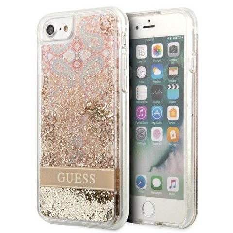 Guess GUHCI8LFLSD iPhone SE 2022 / SE 2020 / 7 / 8 złoty/gold hardcase Paisley Liquid Glitter