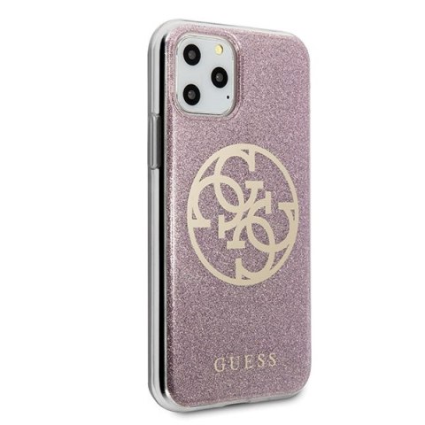 Guess GUHCN65PCUGLPI iPhone 11 Pro Max różowy/pink hard case 4G Circle Glitter