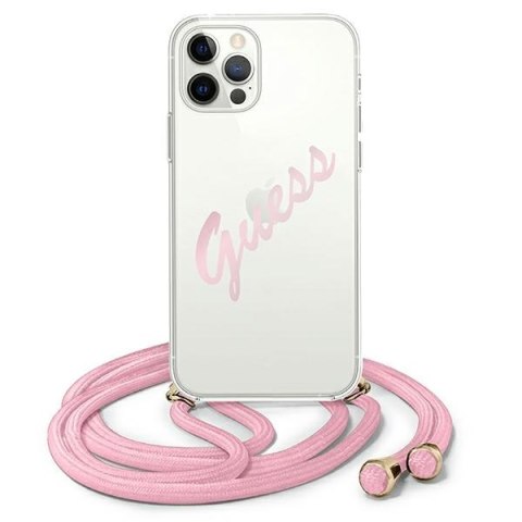 Guess GUHCP12LCRTVSPI iPhone 12 Pro Max 6,7" różowy/pink hardcase Script Vintage