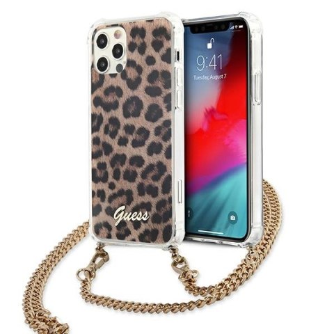 Guess GUHCP12LKCLEO iPhone 12 Pro Max 6,7" Leopard hardcase Gold Strap