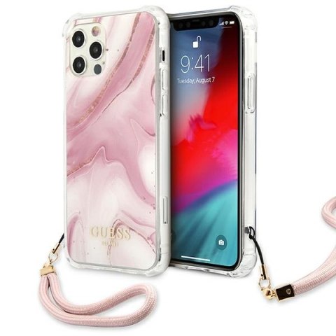 Guess GUHCP12LKSMAPI iPhone 12 Pro Max 6,7" różowy/pink hardcase Marble Collection