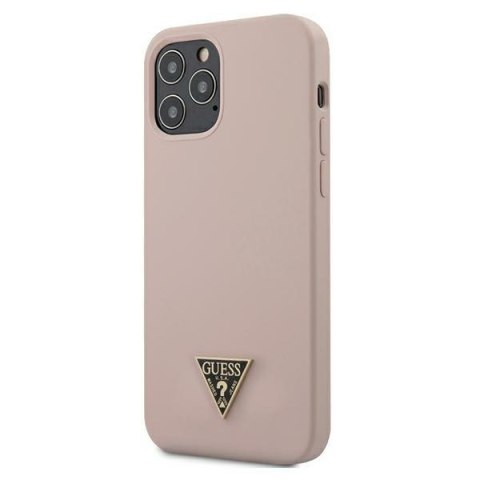 Guess GUHCP12LLSTMLP iPhone 12 Pro Max 6,7" jasnoróżowy/light pink hardcase Silicone Triangle Logo