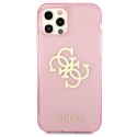 Guess GUHCP12LPCUGL4GPI iPhone 12 Pro Max 6,7" różowy/pink hard case Glitter 4G Big Logo