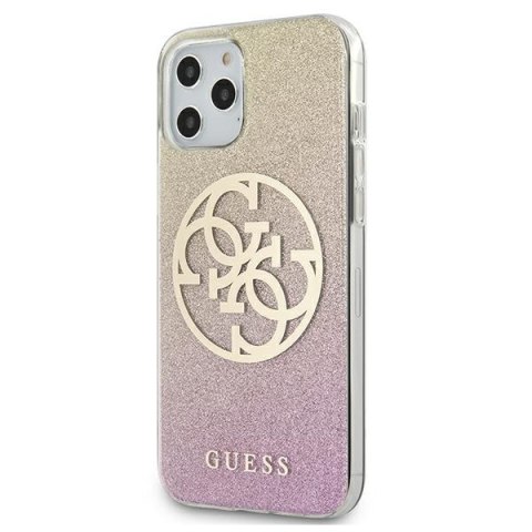 Guess GUHCP12LPCUGLPGG iPhone 12 Pro Max 6,7" różowo-złoty/gold pink hardcase Glitter Gradient 4G Circle Logo