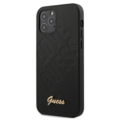 Guess GUHCP12LPUILGBK iPhone 12 Pro Max 6,7" czarny/black hardcase Iridescent Love Script Gold Logo