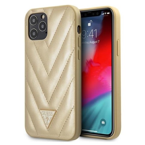 Guess GUHCP12LPUVQTMLBE iPhone 12 Pro Max 6,7" złoty/gold hardcase V-Quilted Collection