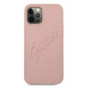 Guess GUHCP12LRSAVSRG iPhone 12 Pro Max 6,7" różowy/pink hardcase Saffiano Vintage Script