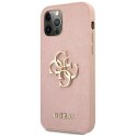 Guess GUHCP12LSA4GGPI iPhone 12 Pro Max 6,7" różowy/pink hardcase Saffiano 4G Metal Logo