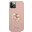 Guess GUHCP12LSA4GGPI iPhone 12 Pro Max 6,7" różowy/pink hardcase Saffiano 4G Metal Logo