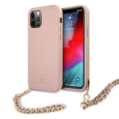 Guess GUHCP12LSASGPI iPhone 12 Pro Max 6,7" różowy/pink hardcase Saffiano Chain