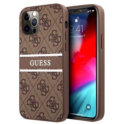 Guess GUHCP12M4GDBR iPhone 12/12 Pro 6,1" brązowy/brown hardcase 4G Stripe